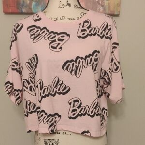 Pink Barbie Logo Crop Top